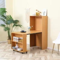 HOMCOM Tavolo Pieghevole da Pranzo max 3 Persone, in Truciolato e Acciaio, 75x144x144.5 cm, color Legno(m-10)