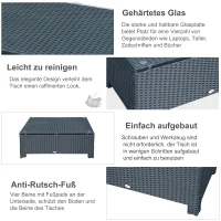 Outsunny tuin bijzettafel salontafel tuintafel balkontafel PE rotan(m-5)