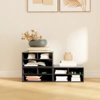 HOMCOM Organiseur bureau aspect noir avec 3 compartiments fournitures support d'imprimante 47 x 40 x 22,5 cm(m-7)