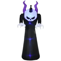 Outsunny spook met pompoenkop, opblaasbaar Halloweendecor met blauw vlammeneffect, 88 x 79 x 210 cm(m-1)