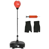 HOMCOM Sac de box cu înălțime reglabilă, mănuși incluse, din PE și metal, 45x45x133-151 cm, roșu(m-11)