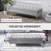 HOMCOM Zitbank, bedbank, schoenenbank met verhoogde poten, slaapkamer, fluweel blauw 118 x 45 x 42 cm(m-4)