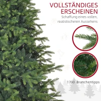 HOMCOM Kunstkerstboom, 183 cm kerstboom met 1700 punten, brede opklapbare metalen standaard, voor kerstdecoratie, groen(m-5)
