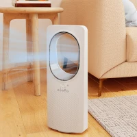 HOMCOM Ventilatore a Torre Senza Pale, Silenzioso 36dB, con Oscillazione a 45°, Luci LED, Telecomando, Bianco(m-5)