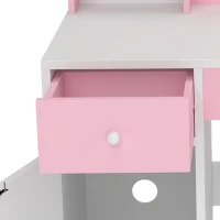AIYAPLAY Tocador de Maquillaje Niña con Espejo de LED de 2 Colores Taburete 2 Armarios Cajón Estantes Compartimento Rosa(m-13)