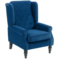 HOMCOM Wingback Accent Chair, Retro Upholstered Button Tufted Occasional Chair for Living Room and Bedroom, Blue(m-11)