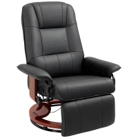 HOMCOM Reclining Swivel Chair, with Footrest - Black(m-1)