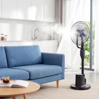 HOMCOM Ventilateur brumisateur silencieux 90W ventilateur sur pied 128cm oscillation 70° 3 vitesses 3 modes minuterie noir(m-2)