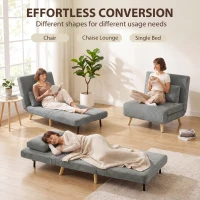 HOMCOM Slaapfauteuil 3-in-1, uitschuifbare fauteuil in cord met slaapfunctie verstelbare rugleuning, kussen donkergrijs(m-4)