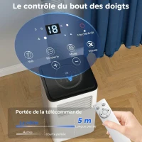 HOMCOM Climatiseur mobile 9000BTU 2,6kW 5 en 1 refroidissement, déshumidificateur, ventilateur, auto, mode nuit, 2 vitesses(m-6)