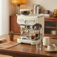 HOMCOM 15 Bar Coffee Machine, with Adjustable Grind, Steamer and Accessories - Cream White(m-9)