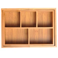 HOMCOM opbergdoos uitschuifbaar organizer box lade organizer bamboe natuur(m-4)