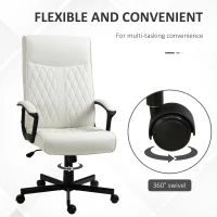 Vinsetto Scaun de Birou cu Spătar Înalt Înălțime Ajustabilă și Funcție de Înclinare 65x65x102-112,5 cm Crem(m-6)