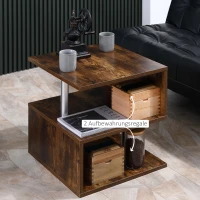 Salontafel bijzettafel koffietafel theetafel houtnerf metaal bruin(m-5)