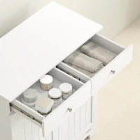 HOMCOM Mobile Bagno con 2 Ceste Portabiancheria Rimovibili, 2 Cassetti e 2 Ante a Ribalta, 78x38x90 cm, Bianco(m-8)