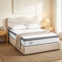 HOMCOM Matelas 140 x 190 cm, 20cm d'épaisseur, matelas à ressorts ensachés 7 zones mousse à mémoire forme au gel rafraîchissant(m-9)