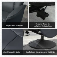 HOMCOM Massagestoel met voetenhocker, ergonomische stoel met 10 vibratiepunten, kunstleer, 76 x 81 x 105 cm, Donkergrijs(m-5)