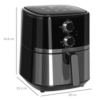 HOMCOM 4.5L Air Fryer, 1500W Air Fryer Oven with Rapid Air Circulation, Adjustable Temperature, Timer and Nonstick Basket for Oil Less or Low Fat Cooking, Black(m-3)