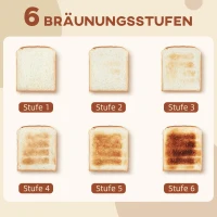 HOMCOM Set van 1,7 L Waterkoker en Toaster met 6 Bruiningsstanden, Beige(m-6)