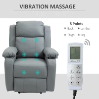 HOMCOM Riser and Recliner Chair with Vibration Massage, PU Leather Power Lift Chair for Elderly, Grey(m-6)