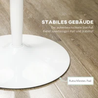 HOMCOM eettafel voor 2 personen, rond tafelblad, stalen voet, wit, 70 x 70 x 75 cm(m-5)