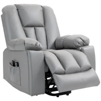 HOMCOM Massagestoel Relaxfauteuil Seniorfauteuil, afstandsbediening, zijvakken, 94 cm x 96 cm x 106 cm, donkergrijs(m-10)