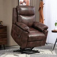 HOMCOM Faux Leather 70° Electric Riser Recliner Chair, Dark Brown(m-10)
