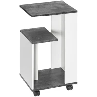 HOMCOM Nachtkastje met 4 wielen, 3 planken, 35 x 29,5 x 65,5 cm, Grijs/Wit(m-9)