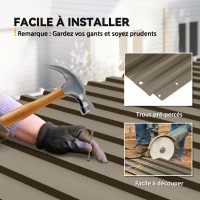 Outsunny Lot de 12 Panneaux en Acier Galvanisé Résistant aux Intempéries, Marron, Dim. d'un Panneau 129L x 45l cm(m-5)