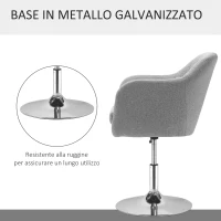 HOMCOM Sedia Girevole a 360° ad Altezza Regolabile, con Cuscino, Supporto Lombare e Bracciolo, 60x60x79-91 cm, Grigio(m-7)