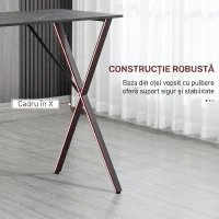 HOMCOM Bar și Masă Înaltă, Stil Industrial, cu Efect de Marmură, din Lemn și Oțel, 120x60x102 cm, Negru(m-10)