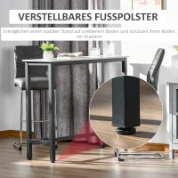 HOMCOM Bartafel met Marmerlook, Stalen Frame, Nivelleringspoten, 120x40x100 cm, Wit/Zwart(m-5)