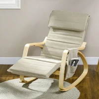 HOMCOM Rocking Lounge Chair Recliner Relaxation Lounging Relaxing Seat with Adjustable Footrest, Side Pocket and Pillow, Khaki(m-10)