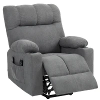 HOMCOM Seniorenfauteuil met opsta-hulp, ligfunctie, incl. afstandsbediening, 144 cm x 91 cm x 88 cm, Grijs(m-10)