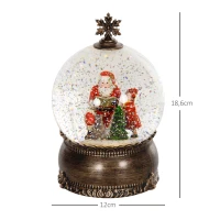 HOMCOM Bola de Nieve Navidad con Música y Luces Escena de Papá Noel y Niño para Decoración Navideña Regalo de Fiesta Bronce(m-3)