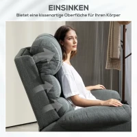 HOMCOM Sta-opstoel, elektrische ligstoel met massagefunctie, gestoffeerde stoel met opsta-functie, metaal, stof, grijs(m-8)