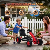 AIYAPLAY Go Kart para Niños de +3 Años con Asiento Ajustable Volante Freno Manual Marco de Aluminio y Acero Carga 30 kg Rojo(m-8)