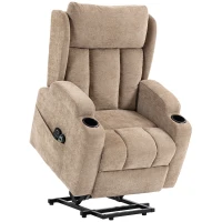 HOMCOM Power Lift Recliner Chair with Vibration Massage and Heat, Chenille Riser and Recliner Armchair for Elderly, Brown(m-1)