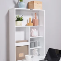 HOMCOM Opklapbaar bureau met wandmontage, 5 vakken, 60x94,5x147cm, Zwart/Wit(m-9)