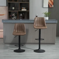 HOMCOM Set van 2 retro barkrukken, inclusief voetsteun, in hoogte verstelbaar, gaslift, bruin+zwart(m-2)