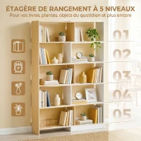 HOMCOM Bibliothèque d'angle rotative 350° à 5 niveaux, étagère de rangement extensible en forme L, 60-111x24x164cm, chêne(m-6)