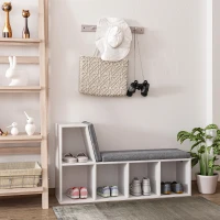 HOMCOM Bibliotecă cu 5 Rafturi Deschise și 2 Perne, Mobilier Modern din Lemn, pentru Living, Dormitor și Birou, Gri Alb(m-9)