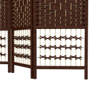 HOMCOM Paravent intérieur en bois séparateur de pièce cloison pliable 4 panneaux 160 x 170 cm marron(m-9)