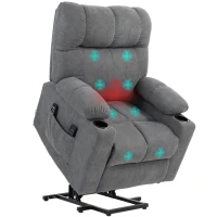 HOMCOM Seniorenfauteuil met opsta-hulp, ligfunctie, incl. afstandsbediening, 144 cm x 91 cm x 88 cm, Grijs(m-11)