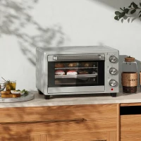 HOMCOM 21L Mini Countertop Oven, 100°C-230°C Adjustable Temp - Silver Tone(m-2)