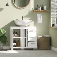 HOMCOM Mobile Sottolavabo Bagno con Armadietto, Ripiani e Cassetti, Bianco(m-9)