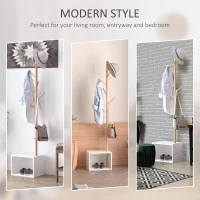 HOMCOM 180 cm Hallway Coat Rack Storage Bench Tree Hat Hanger Entryway Stand Garment Organiser Bedroom Living Room(m-4)
