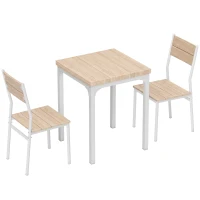 HOMCOM Three-Piece Minimal and Compact Dining Set, Oak Wood Effect(m-1)