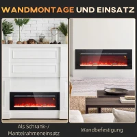 HOMCOM Elektrische Haard met Wandmontage en Afstandsbediening, Kunstmatige Houtblokken en Kristallen, 1800W Vermogen, Zwart(m-8)