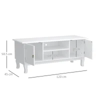 HOMCOM TV Unit up to 55", 2 Doors TV Cabinet with Open Storage Shelves and Cable Management for Living Room, Bedroom, Entertainment Room, 120L x 45W x 50.5H, White(m-3)